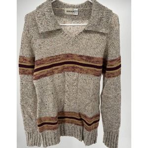 Vintage HIMALAYA Acrylic & Wool Blend Sweater V-Neck Collar Women’s Size L
